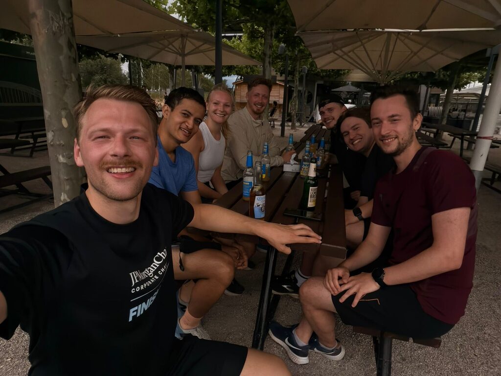 Rotaract Frankfurt International - members after completing a Run inside a Sunday Run Club.
